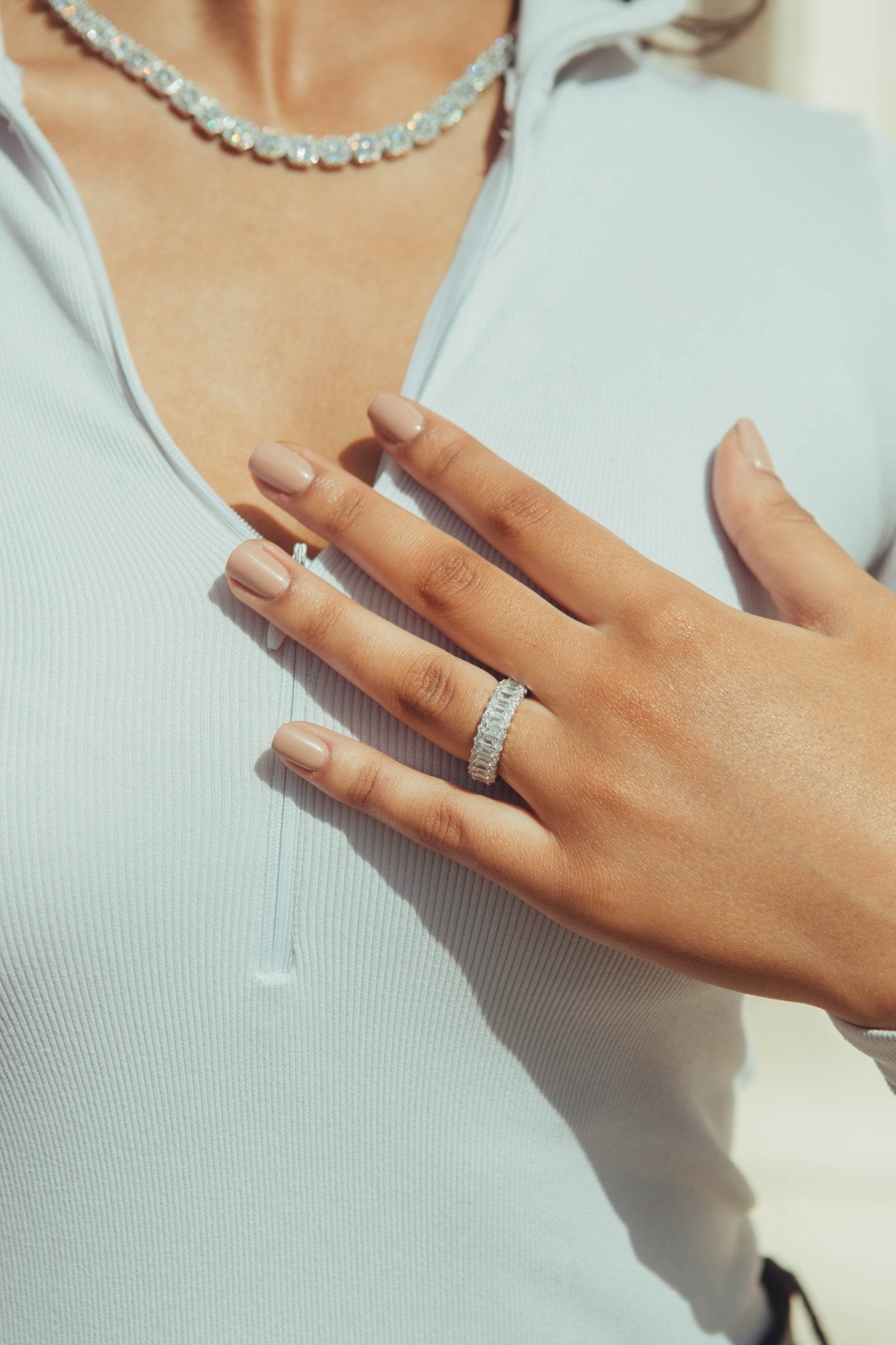 Baguette Band Ring - White Gold - Cernucci